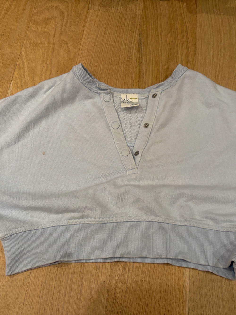 aerie Light Blue Snap-Front Henley Sweatshirt - Picture 1 of 4
